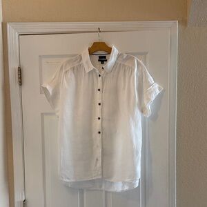 Baird McNutt X J.Crew White Irish Linen Shirt with Black Labels